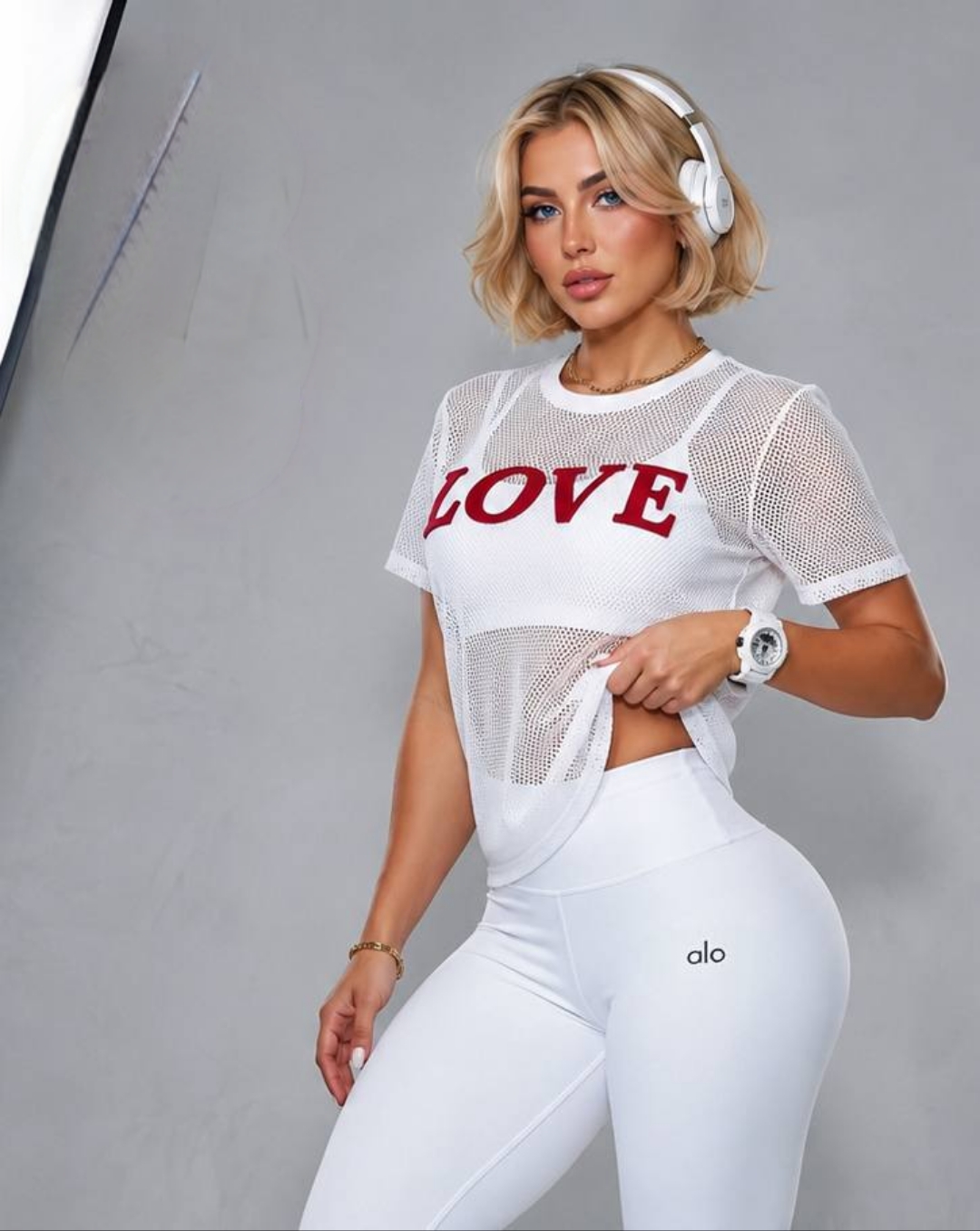 تیشرت تک توری طرح LOVE زنانه؛ لباس ورزشی و استریت استایل